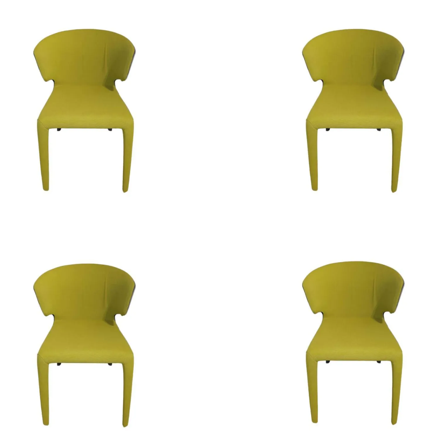 Cassina Stuhlsets|4er-Set Stuhl Hola Außen Leder 13X267 Grau Innen Stoff 13K550 Gelb Grün