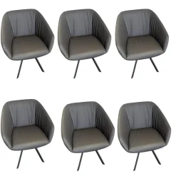 Wimmer Stuhlsets|6er-Set Stuhl 18hundert Leder Colorado 756 Anthrazit Gestell Schwarzgrau