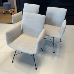 COR Stuhlsets|3er-Set Stuhl Jalis Stoff 8081 Muschel Grau Gestell Schwarz