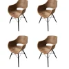 Bodahl Stuhlsets|4er-Set Stuhl Jazz Leder 105 Kenia Brown Braun 4 Fußgestell Holz Schwarz Lackiert Mit Metallstreben