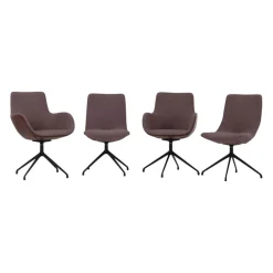 Werther Stuhlsets|4er-Set Stuhl Jona Innen Stoff U3255K Braun Rot Außen Leder L9999A Braun Rot Gestell Schwarz