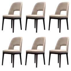 Flexform Stuhlsets|6er-Set Stuhl Judith Stoff Evelin 582 Grau Gestell Holz Schwarz