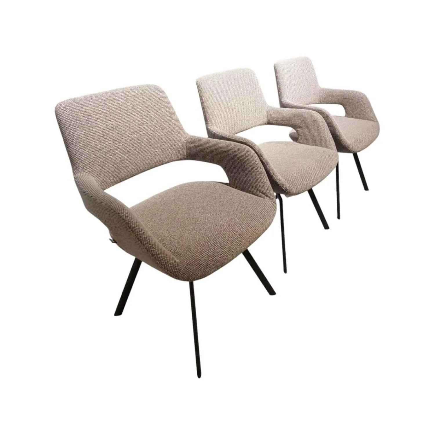 Venjakob Stuhlsets|3er-Set Stuhl July Stoff Freiburg Stone Beige Grau Gestell Metall Anthrazit Pulverbeschichtet