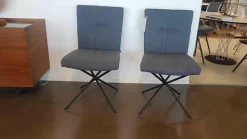 WK Wohnen Stuhlsets|2er-Set Stuhl Koa WK 703 Stoff JAB W1 Woolen Grau Kreuzfuß Puverbeschichtet Schwarz