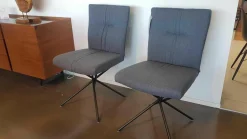 WK Wohnen Stuhlsets|2er-Set Stuhl Koa WK 703 Stoff JAB W1 Woolen Grau Kreuzfuß Puverbeschichtet Schwarz