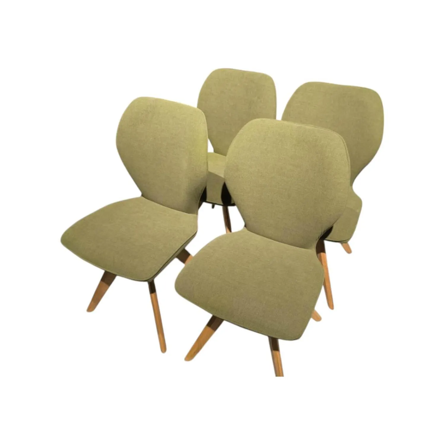 Niehoff Stuhlsets|4er-Set Stuhl Linea Dining Trend Time Stoff Malera L Olive Grün Gestell Wildeiche Geölt Fest