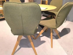 Niehoff Stuhlsets|4er-Set Stuhl Linea Dining Trend Time Stoff Malera L Olive Grün Gestell Wildeiche Geölt Fest