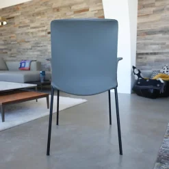 Walter Knoll Stuhlsets|2er-Set Stuhl Liz 1302 Leder Congress 1440 Marram Grau Bise Schwarz 4 Bein Untergestell Matt Pulverbeschichtet Schwarz