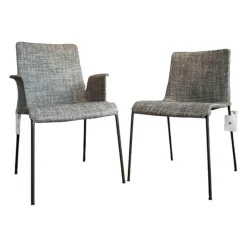 Walter Knoll Stuhlsets|2er-Set Stuhl Liz Mit Und Ohne Armlehne Stoff TAO 7734 Grau Gestell Stahl Pulverbeschichtet