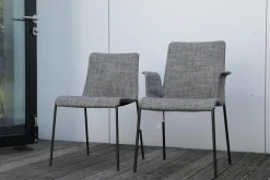 Walter Knoll Stuhlsets|2er-Set Stuhl Liz Mit Und Ohne Armlehne Stoff TAO 7734 Grau Gestell Stahl Pulverbeschichtet