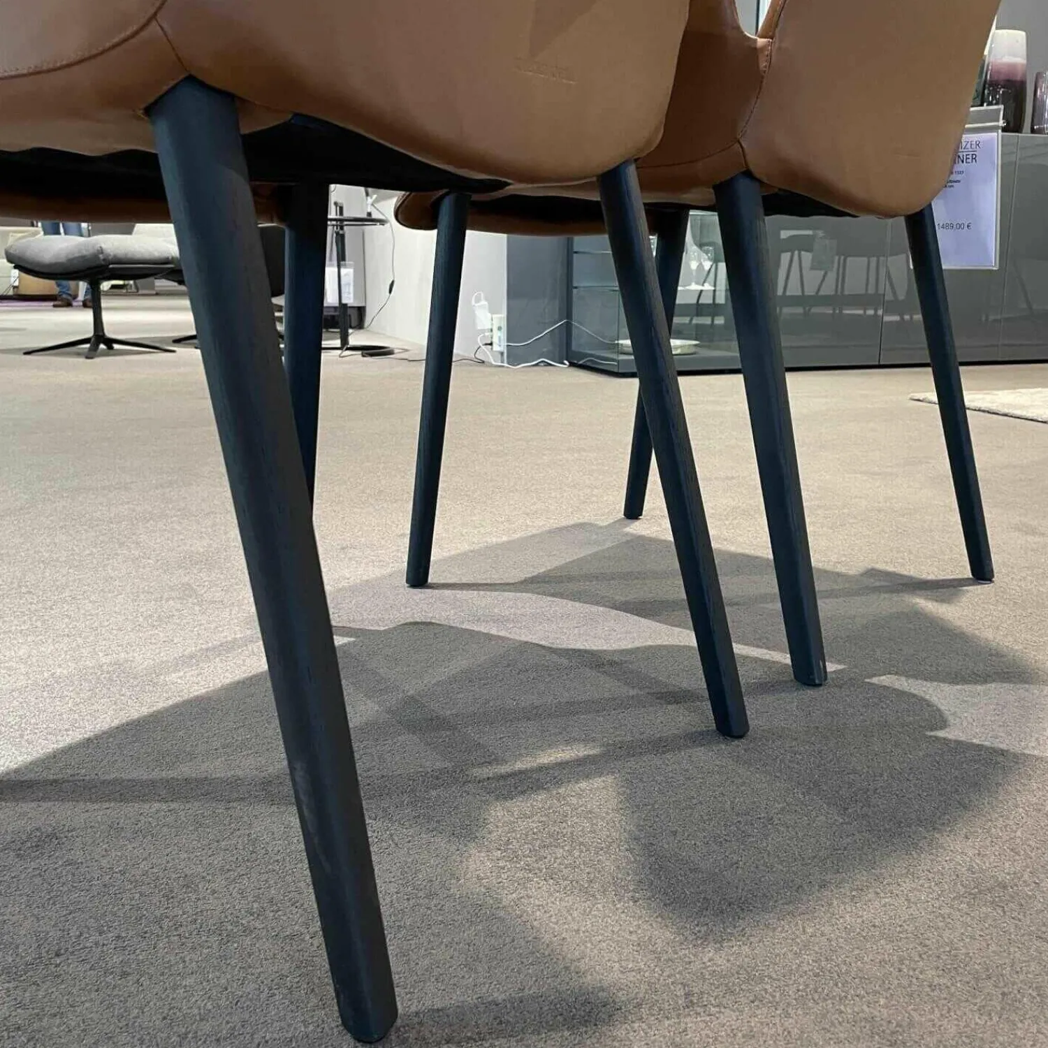 Walter Knoll Stuhlsets|2er-Set Stuhl Liz wood 1323 Bezug Leder Elen 1226 mit Armlehne hoher Rücken Softpolsterung