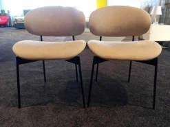 More Stuhlsets|2er-Set Stuhl Luz Stoff Sahara Beige ohne Armlehne Gestell Schwarz