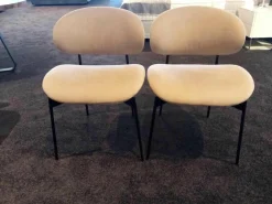 More Stuhlsets|2er-Set Stuhl Luz Stoff Sahara Beige ohne Armlehne Gestell Schwarz