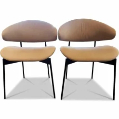 More Stuhlsets|2er-Set Stuhl Luz Stoff Sahara Beige Gestell Schwarz