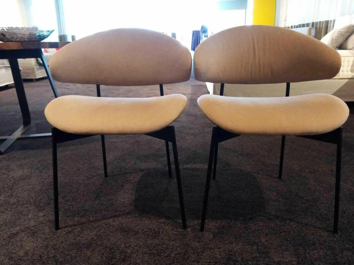 More Stuhlsets|2er-Set Stuhl Luz Stoff Sahara Beige Gestell Schwarz