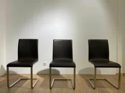 Girsberger Stuhlsets|3er-Set Stuhl Lynn B106 Leder Donna Mokka 5000 Braun Gestell Edelstahl