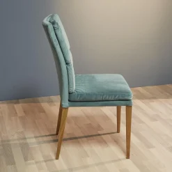 Nouvion Stuhlsets|2er-Set Stuhl Mit Bank Stoff Trivisio Lugano Skyblue Gestell Eiche Bianco Geölt