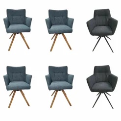 Natura Stuhlsets|6er-Set Stuhl Nashville Stoff Alpine Denim Alpine Onyx Blau