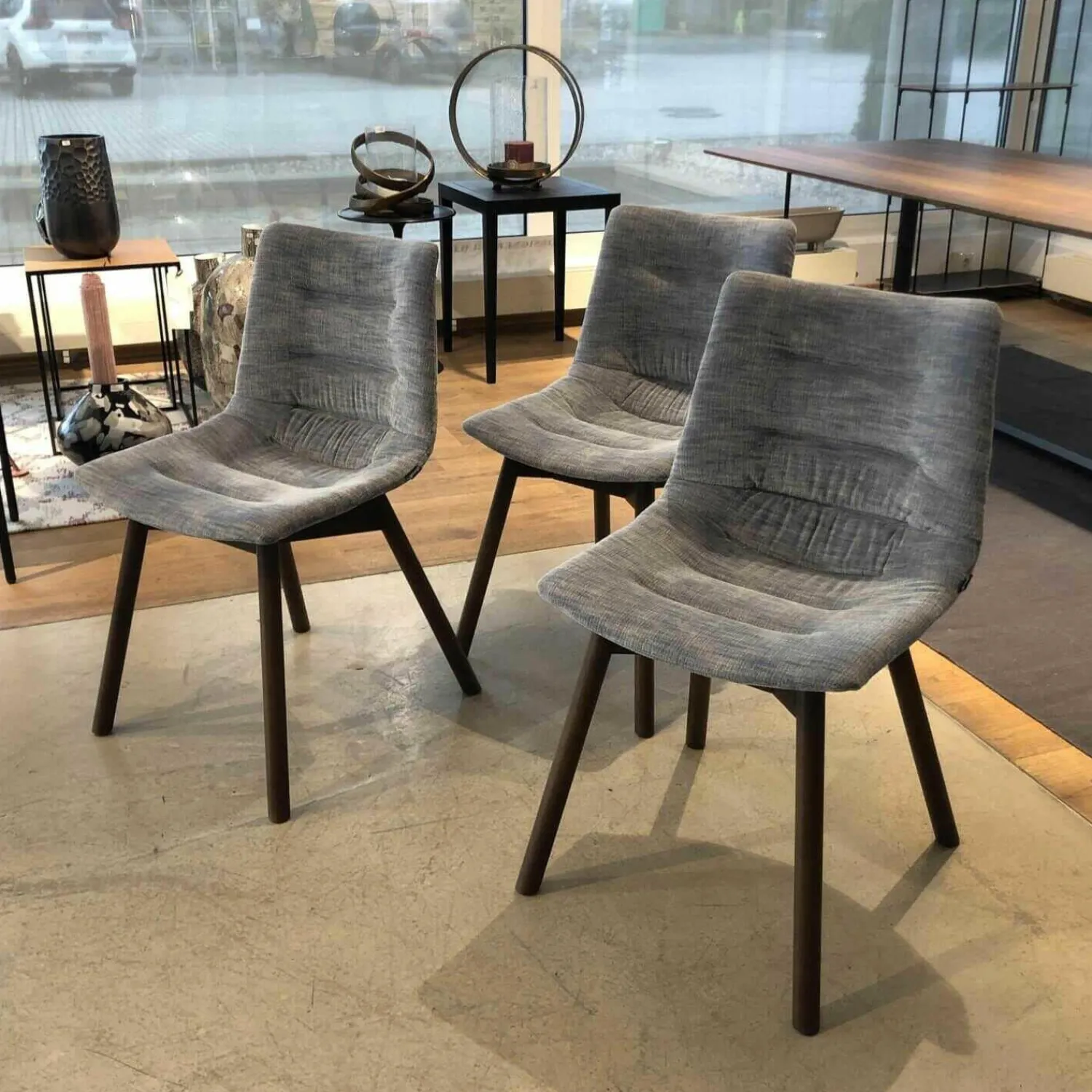 Girsberger Stuhlsets|3er-Set Stuhl Nava Stoff Maple 742 Grau Blau