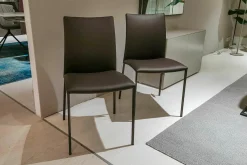 Draenert Stuhlsets|2er-Set Stuhl Nobile Soft Leder 740013 Dunkelbraun Gestell Dunkelbronze