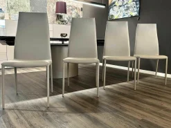 Cattelan Italia Stuhlsets|4er-Set Stuhl Norma Couture H Beige 951 Castoro mit Leder bezogen