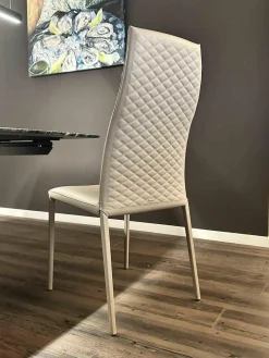 Cattelan Italia Stuhlsets|4er-Set Stuhl Norma Couture H Beige 951 Castoro mit Leder bezogen