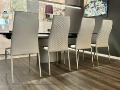 Cattelan Italia Stuhlsets|4er-Set Stuhl Norma Couture H Beige 951 Castoro mit Leder bezogen