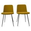 &tradition Stuhlsets|2er-Set Stuhl Rely Stoff Tube Base Hot Madison 528 Gelb Gestell Aluminium Bronze Schwarz Mit Plastikgleitern