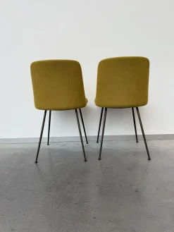 &tradition Stuhlsets|2er-Set Stuhl Rely Stoff Tube Base Hot Madison 528 Gelb Gestell Aluminium Bronze Schwarz Mit Plastikgleitern