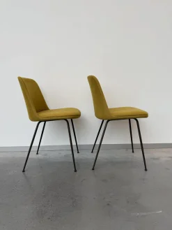 &tradition Stuhlsets|2er-Set Stuhl Rely Stoff Tube Base Hot Madison 528 Gelb Gestell Aluminium Bronze Schwarz Mit Plastikgleitern