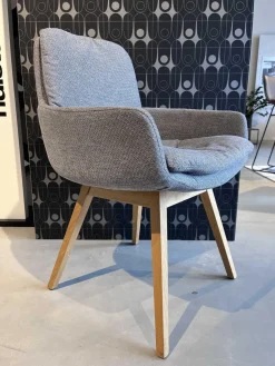 Hülsta Stuhlsets|2er-Set Stuhl S 700 Stoff 4402 Grau Füße Eiche