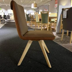 Koinor Stuhlsets|2er-Set Stuhl S1250 S3V Schemel 9 Massiv Wildeiche Natur 2207 Bezug Leder A India Musk Stoff 16 London 39 Schale S3