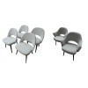 Knoll International Stuhlsets|6er-Set Stuhl Saarinen Kollektion Relax Bezug Stoff Dream 201DR Ivory Creme Stuhlbeine Eiche Ebenholz Gebeizt