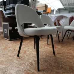 Knoll International Stuhlsets|6er-Set Stuhl Saarinen Kollektion Relax Bezug Stoff Dream 201DR Ivory Creme Stuhlbeine Eiche Ebenholz Gebeizt