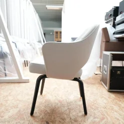 Knoll International Stuhlsets|6er-Set Stuhl Saarinen Kollektion Relax Bezug Stoff Dream 201DR Ivory Creme Stuhlbeine Eiche Ebenholz Gebeizt