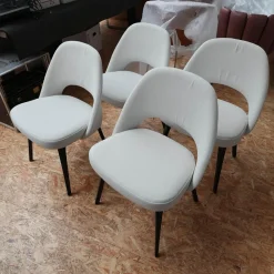 Knoll International Stuhlsets|6er-Set Stuhl Saarinen Kollektion Relax Bezug Stoff Dream 201DR Ivory Creme Stuhlbeine Eiche Ebenholz Gebeizt
