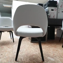 Knoll International Stuhlsets|6er-Set Stuhl Saarinen Kollektion Relax Bezug Stoff Dream 201DR Ivory Creme Stuhlbeine Eiche Ebenholz Gebeizt