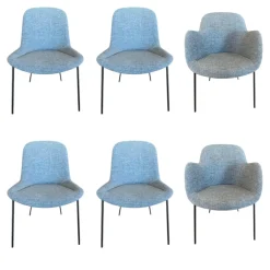 Walter Knoll Stuhlsets|6er-Set Stuhl Sheru Stoff Gaia 7886 Vintage 1435 Blue Tourmaline