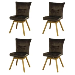 MCA Furniture Stuhlsets|4er-Set Stuhl Sion Stoff Vintage Veloursoptik Anthrazit Gestell Eiche Massiv Lackiert