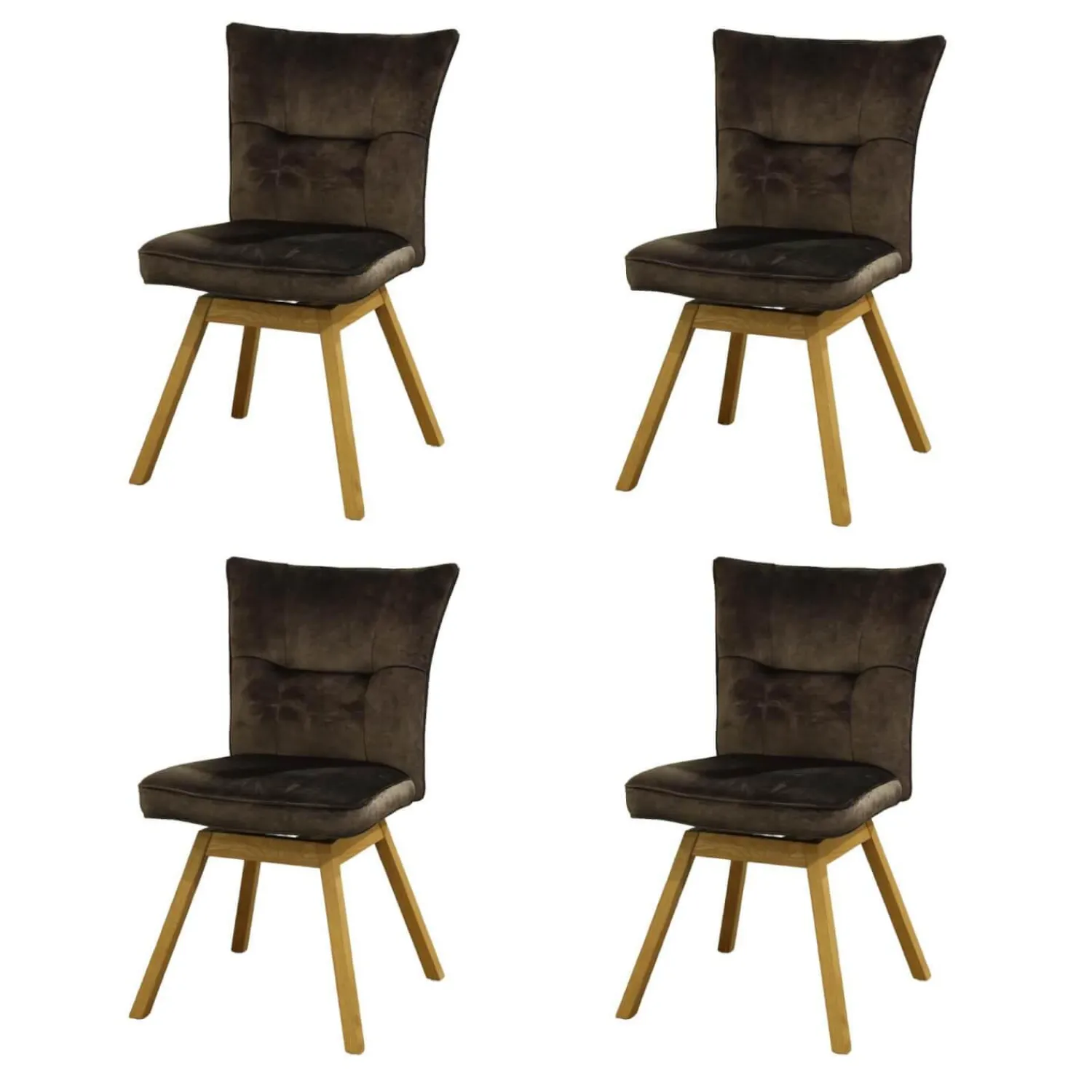 MCA Furniture Stuhlsets|4er-Set Stuhl Sion Stoff Vintage Veloursoptik Anthrazit Gestell Eiche Massiv Lackiert