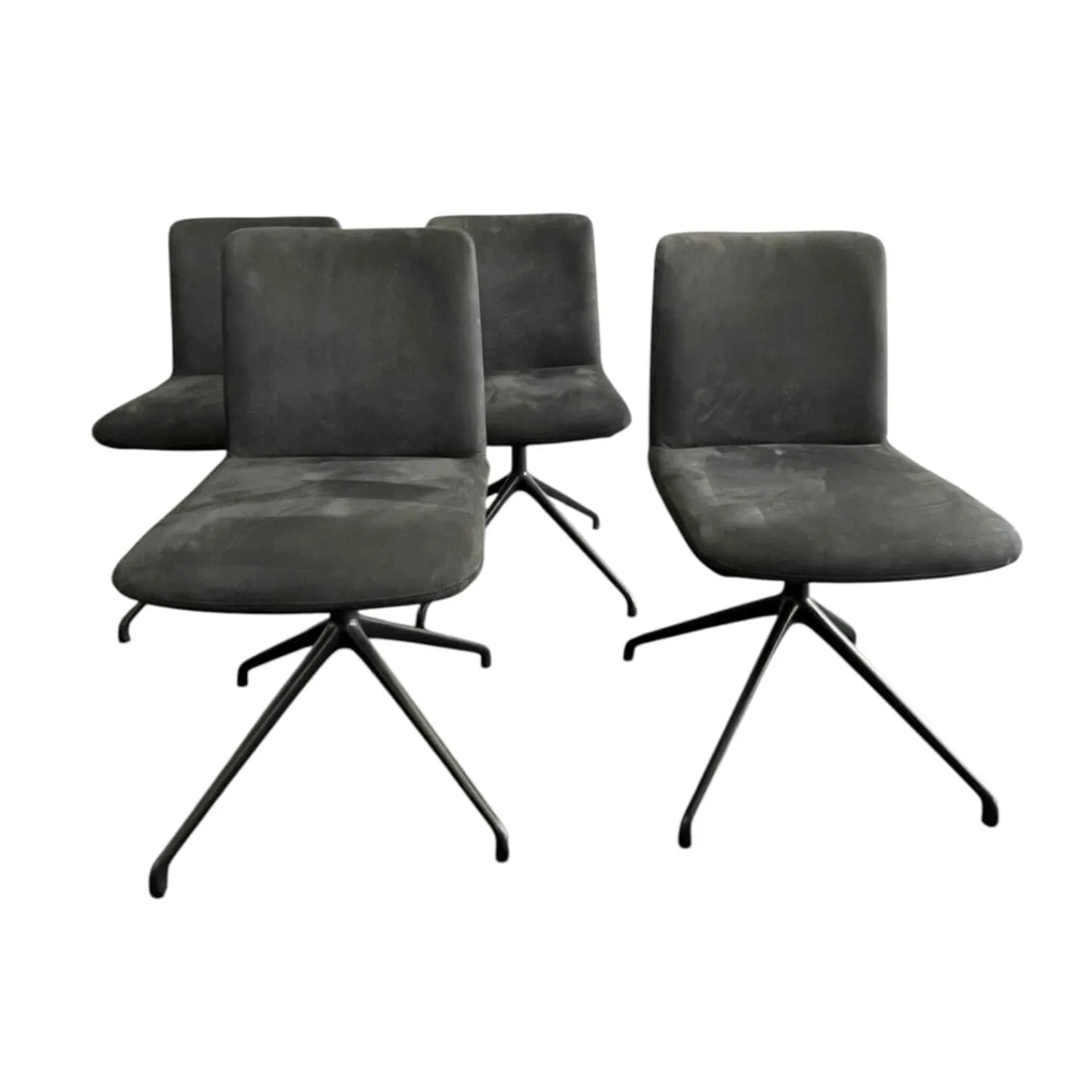 Riva1920 Stuhlsets|4er-Set Stuhl Soft D4 Leder Nabuk 28 Nero B2 Eisen Lackiert Irondest