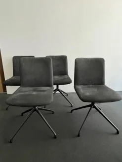 Riva1920 Stuhlsets|4er-Set Stuhl Soft D4 Leder Nabuk 28 Nero B2 Eisen Lackiert Irondest