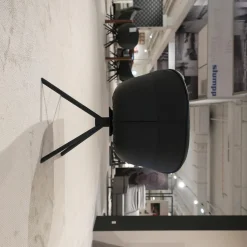 Musterring Stuhlsets|5er-Set Stuhl Trevio Leder Schwarz Stoff Grau Drehgestell Metall Schwarz