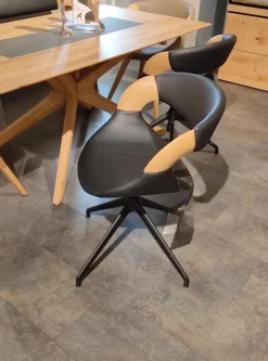 Voglauer Stuhlsets|4er-Set Stuhl V-Alpin Leder SAGP76 Schwarz Und SAGP78 Stone Grau Gestell Eiche Altholz