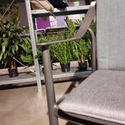 Stern Gartenstühle|Stuhlsets|4er-Set Stuhl Vanda Stoff Seidengrau Gestell Aluminium Anthrazit