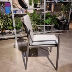 Stern Gartenstühle|Stuhlsets|4er-Set Stuhl Vanda Stoff Seidengrau Gestell Aluminium Anthrazit