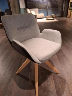 Voglauer Stuhlsets|4er-Set Stuhl Vgalvino Außen Leder Schwarz Innen Loden Grauweiß mit Bank