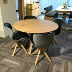 Wimmer Stuhlsets|4er-Set Stuhl Wodan Leder Colorado Schwarz Rückseite Stoff Grau Füße Asteiche