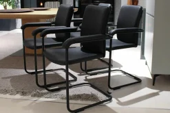 Tecta Stuhlsets|4er-Set Stuhlgruppe D14 Leder PG I Schwarz Gestell Stahlrohr Schwarz Pulverbeschichtet