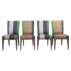 Puhlmann Stuhlsets|4er-Set Stuhlgruppe Lea Stoff Saarika Azure Buche Anthrazit